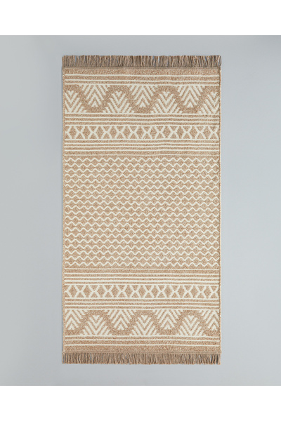 English Home Welle Dokuma Kilim 80x150 cm Açık Krem - Kahve