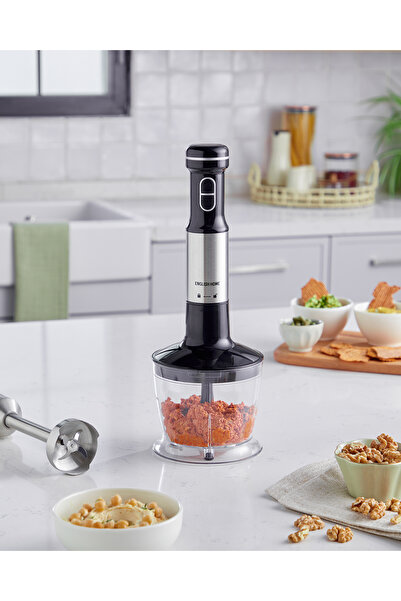 English Home MBS 3001 4 Bıçaklı Mini Blender Seti Siyah-Krom