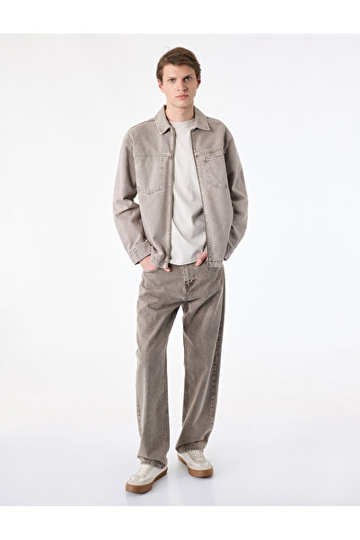 Koton Uzun Kollu Pamuklu Cepli Fermuarlı Jean Gömlek Ceket