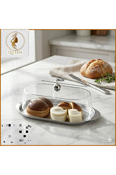 QUEEN Rectangular stainless steel serving dish with a Sheer acrylic lid (size...