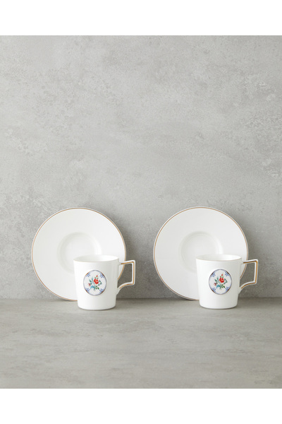 English Home طقم فناجين قهوة مزدوجة من البورسلين من تشارميد بلوم مكون من 4 قط...