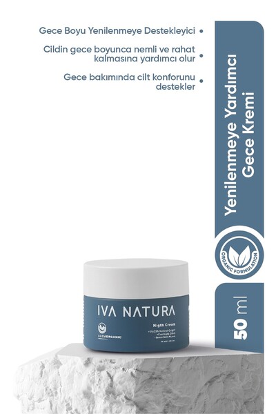 Iva Natura Organik Gece Kremi Ölmez Çiçek & Limon Otu Özlü – Onarıcı Bakım – ...