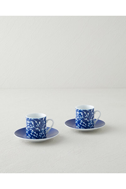 English Home Fawn Porcelain 4 Piece Coffee Cup Set for 2 People 80 ml Dark Blue