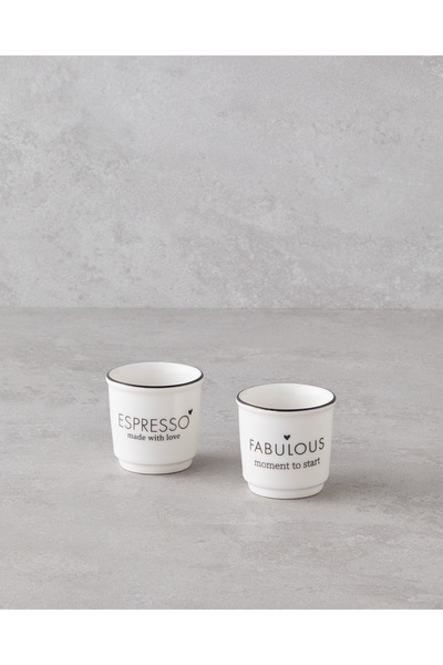 English Home Set de 2 căni de espresso din porțelan Bone 90 ml alb