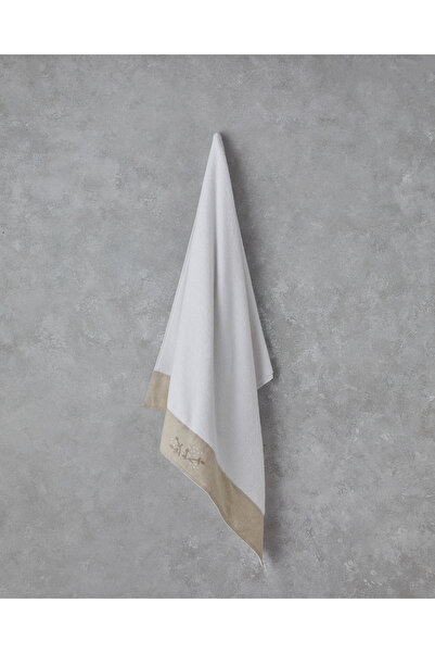English Home Flower Bud Pamuklu Nakışlı Banyo Havlusu 90x150 cm Beyaz