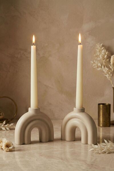 tambana Dekoratif Mumluk Set Şamdan El Yapımı Cappuccino Model 43