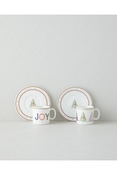 English Home طقم فناجين قهوة من البورسلين من ويشفل بون، 4 قطع لشخصين، 90 مل، ...