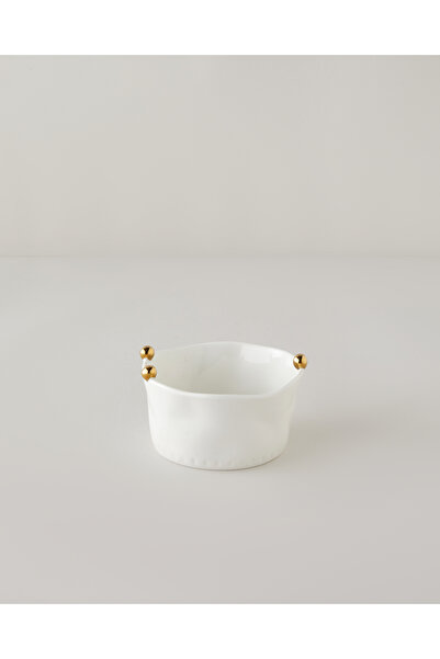 English Home Golden Gleam Porselen Kase 15 cm Beyaz-Gold