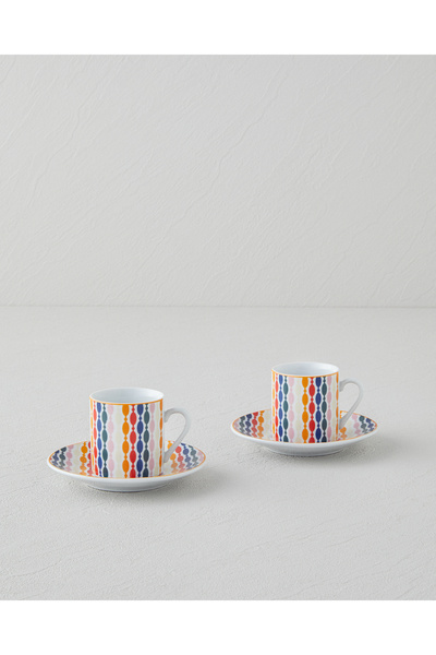 English Home Colorful Feliz Porcelain 4 Piece Coffee Set for 2 People 80 ml