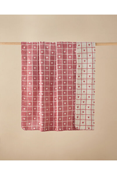 English Home Sweet hearts Akrilik Pamuklu Tv Battaniye 130x170 cm Pembe