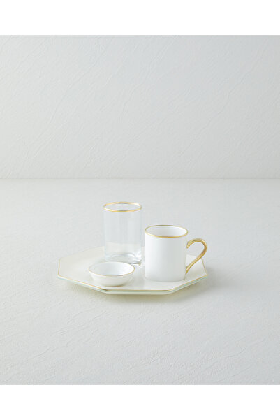 English Home Alya Tek Kişilik Kahve Sunum Seti 90 ml Krem-Gold