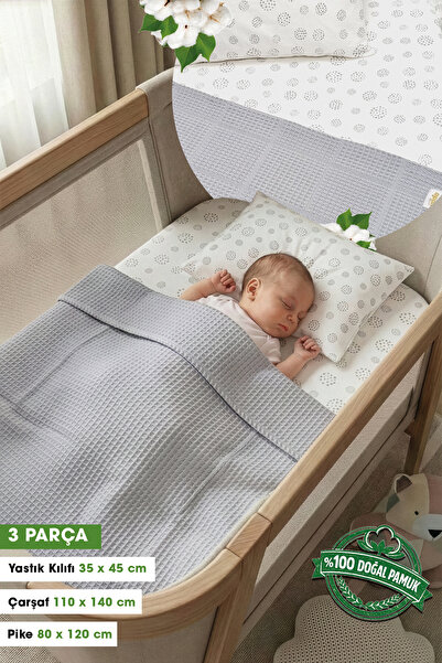 Yada Baby %100 Pamuk Poplin Waffle Bebek Pike Takımı (80 X 120 CM) (OEKO-TEX ...