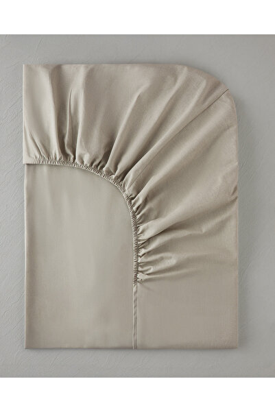 English Home Düz Pamuklu Tek Kişilik Lastikli Çarşaf 100x200 cm Kahve Köpüğü