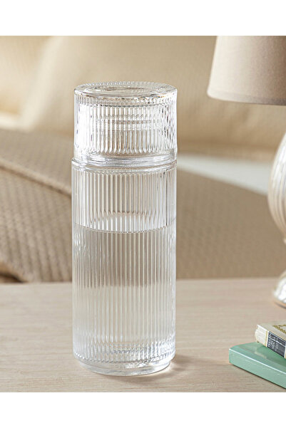 English Home Striped Cam Başucu Sürahi Şeffaf