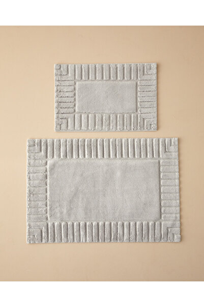 English Home Pearly Pamuklu Banyo Paspası Seti Açık Gri