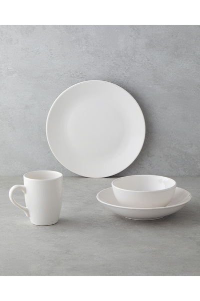 English Home Hecha Seramik Yemek Takımı 4 Parça Tek Kişilik Krem