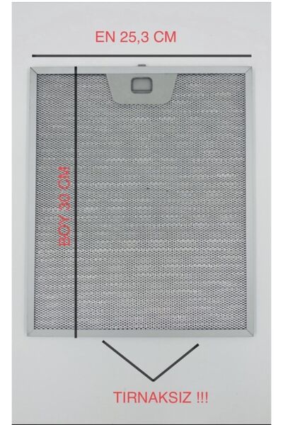 Siemens Davlumbaz Filtresi 253x300 Aspiratör Filtre Ön Kısım Tek Tırnak, Arka...