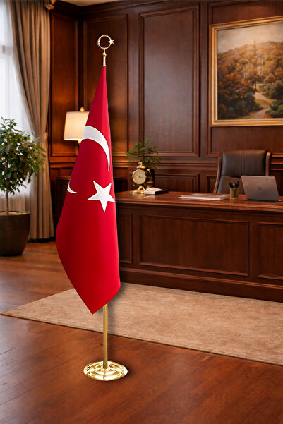 bayrakal Telalı Simsiz Makam Türk Bayrağı 245cm Sarı Direkli, Makam Bayrağı, ...