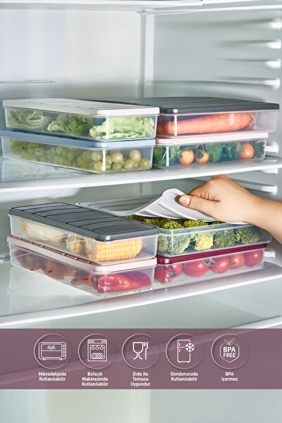 SELKA HOME 3'lü Set ( 1 Adet 2,25 2 Adet 1 Lt. ) Nora Organizer Buzdolabı Buz...