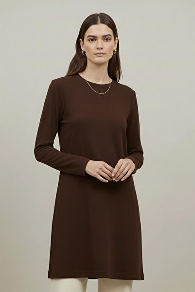 Puane Women's Straight Cut Long Sleeve Tunic - 40021Tun - Brown