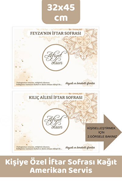 CANVELA 1 Adet Kişiye Özel İsimli Ramazan Temalı İftar Sofrası Servis Ramazan...