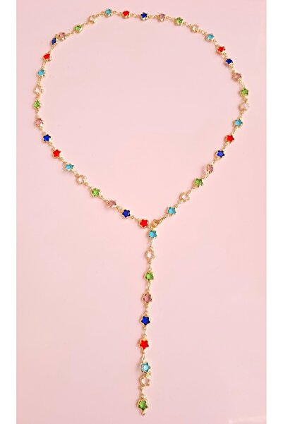 MİLUNXTE قلادة Y - قلادة Y فاخرة - خيارات سلسلة من الذهب والفضة مع أحجار ملون...