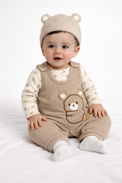 bebekyol Cute Bear Embroidered Baby Set (Beanie Not Included)
