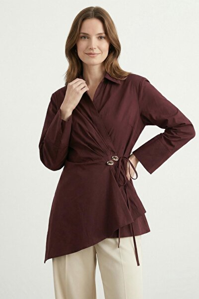 Loreen Women's Side-Tie Double-Breasted Shirt - 20752Gml - Damson
