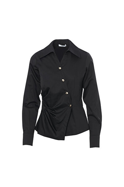 GİZİA Belden Büzgülü Kruvaze Kapama Gömlek