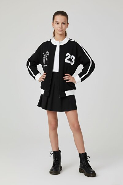 Cansın Mini Cardigan pentru colegiu pentru fete, negru, frumos, cu dungi, 21190