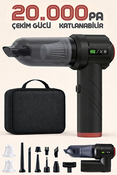 Enshall 20.000Pa Şarjlı Katlanabilir Çantalı Yedek Filtreli Uyumlu 2ın1 Üflem...