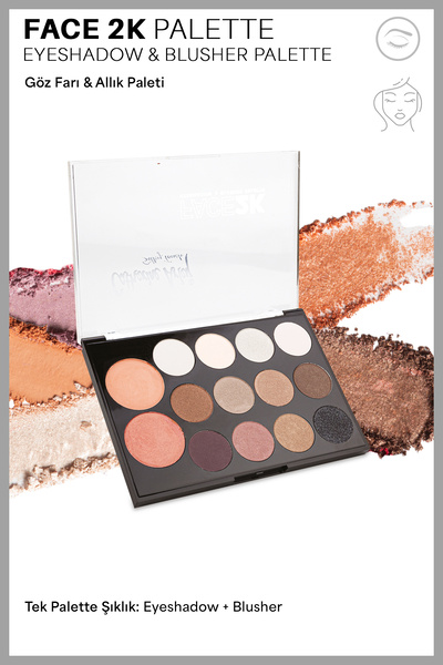 Catherine Arley Face 2K Eyeshadow&Blusher Palette-02 Göz Far Paleti Ve Allık 2