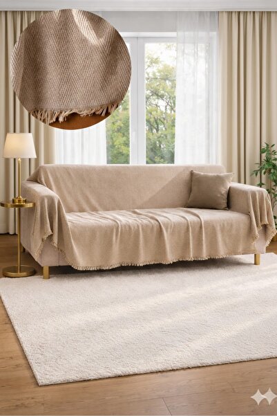 SEVHOME CONCEPT 100% Cotton Armrest Covering Sofa Cover 180 X 300 cm - Non-Sl...