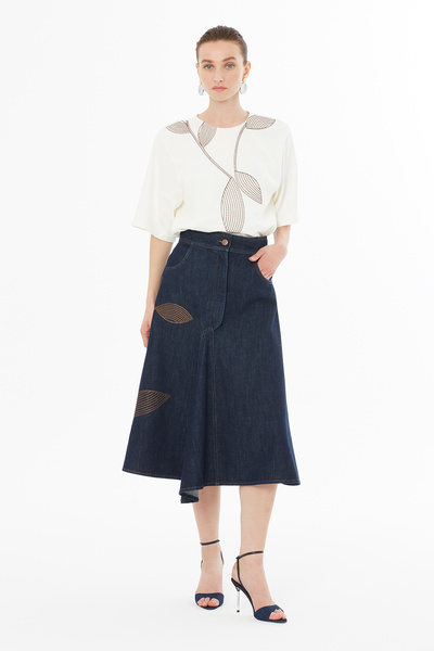 GİZİA Nakış Detaylı Asimetrik Etek