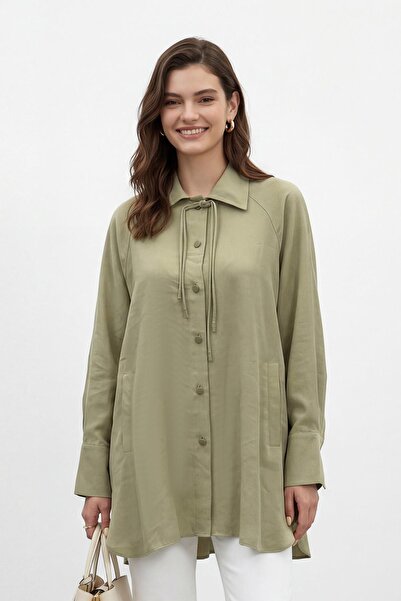 Puane Women's Shirt with Collar, Front Buttons and Lace Detail -10772Gml - Al...