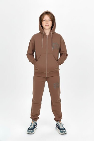 Cansın Mini Комплект верхнього одягу для хлопчика Худі та кардиган з кавовим ...