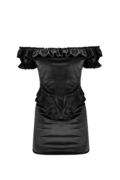 La Sarta Dora Velvet Black Dress