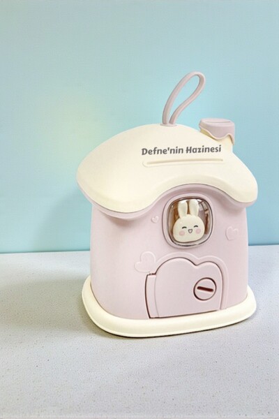 HEDİYE FİKRİ Kişiye Özel Işıklı Sevimli Tavşan Ev Kumbara – Sticker Hediyeli,...