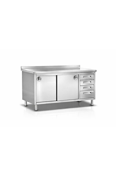 sc sonsesconcept Çalışma Tezgahı , Dolaplı , Çekmeceli , Krom , Paslanmaz, 14...