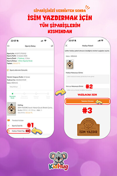 KidHug Nakışlı Panda Desenli Yumuşak Peluş Sırt Çantası ( İSİM YAZDIR ) Anaokulu – Kreş Çantası 0–8 Yaş