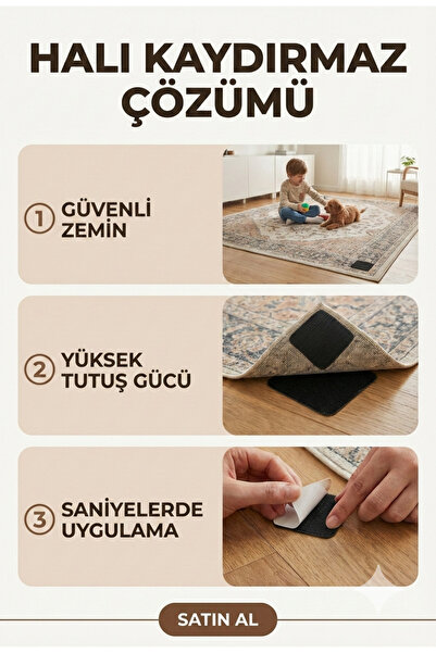 LOVYCO Süper Yapışkan Halı Kaydırmaz Bant Çarşaf,örtü Kaymasını Önleyici Cırt...