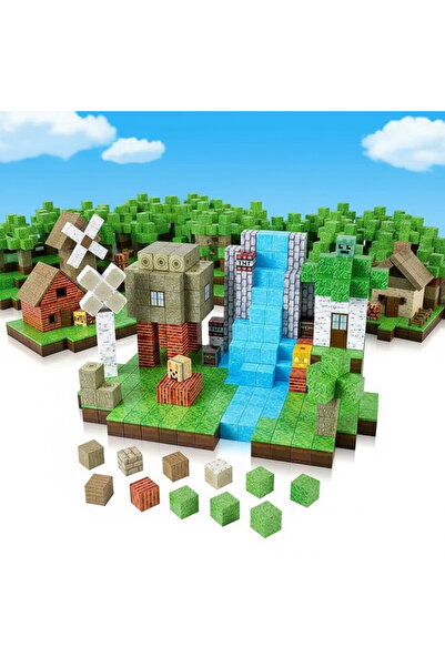 Manyetik Bloklar 100 Parça Manyetik Minecraft Temalı Yapı Oyuncağı | Zeka Gel...