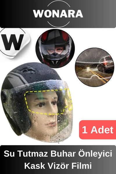 Wonara Özel Üretim Su Tutmaz Buhar Önleyici Yağmur Kaydırıcı Kask Vizör Filmi...
