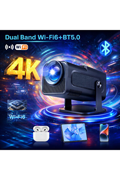 Sompon HY320 Mini Android 11 Taşınabilir Projeksiyon 720P, 4K Destekli WiFi B...