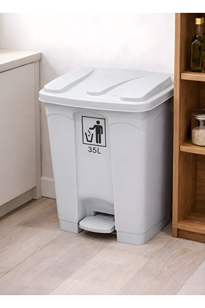 ALQANNAS 35L Plastic Pedal Trash Can with Lid, Heavy-Duty Plastic Garbage Bin...
