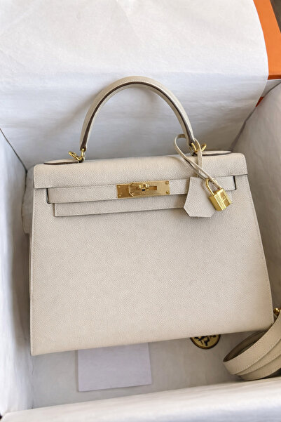 MoonliWear Geantă de mână din piele maro cu capac cu blocare