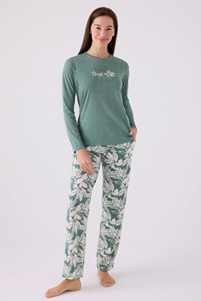 Arnetta Γυναικείο Σετ Πιτζάμες Πράσινη Μακρυμάνικη