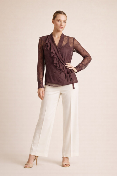 Setre Dusty Rose Long Sleeve Layered Detailed Modern Blouse