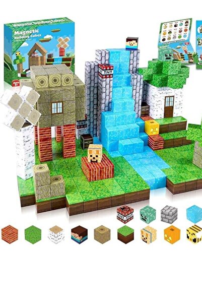 Manyetik Bloklar 100 Parça Manyetik Minecraft Temalı Yapı Oyuncağı | Zeka Gel...