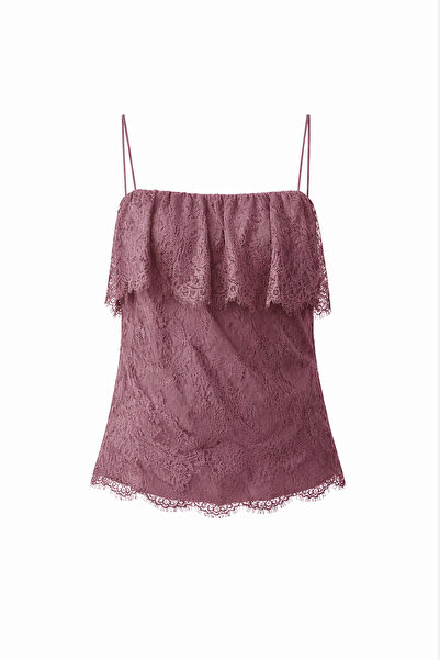 Setre Dusty Rose Lace Detailed Strappy Blouse